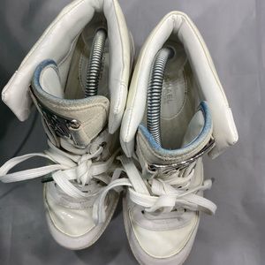 MK white sneakers with heels sole, size 7.5M
